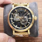 Yellow Gold Semi-skeletonized Dial Patek Philippe Copy Watches 41mm